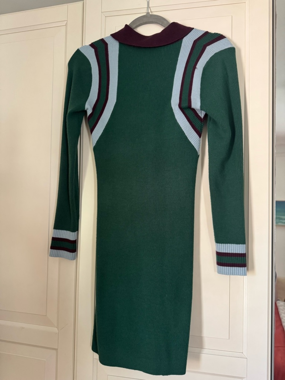 Green Ribbed Knit Mini Dress - Picture 6 of 9
